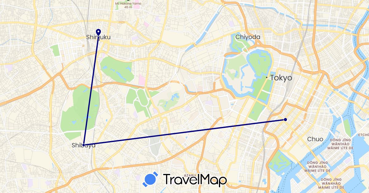 TravelMap itinerary: driving in Japan (Asia)